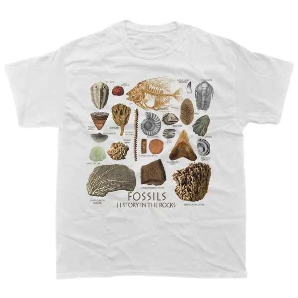 Fossils History Vintage 90s T-Shirt, Retro Geology Graphic Tee, Paleontology Collector Shirt, Science Lover Top, Menswear Womenswear Streetwear, Y2K Natural History Gift
