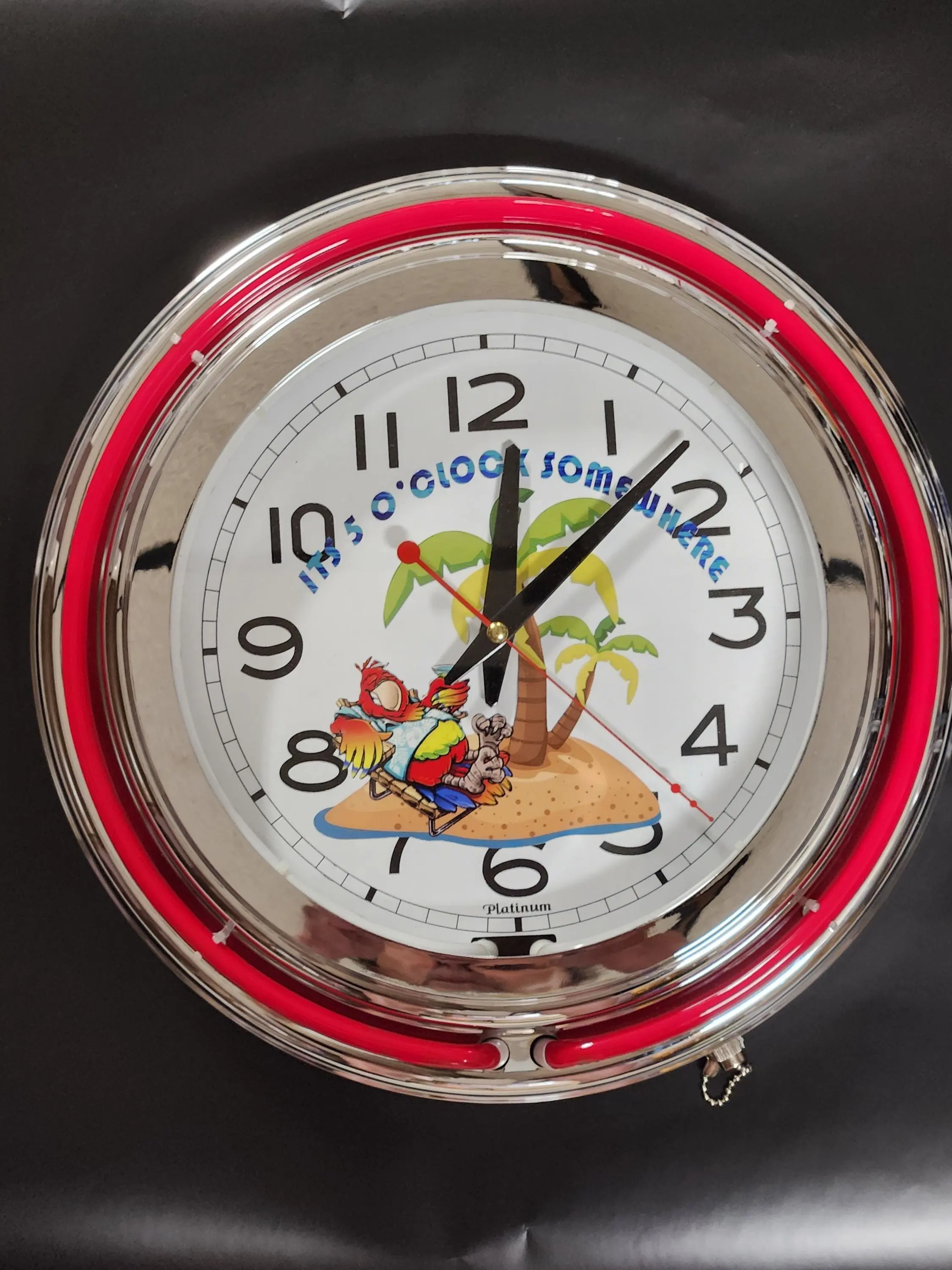 14" Custom It's 5 O' Clock Somewhere with Parrot on Island Quartz wall Clock