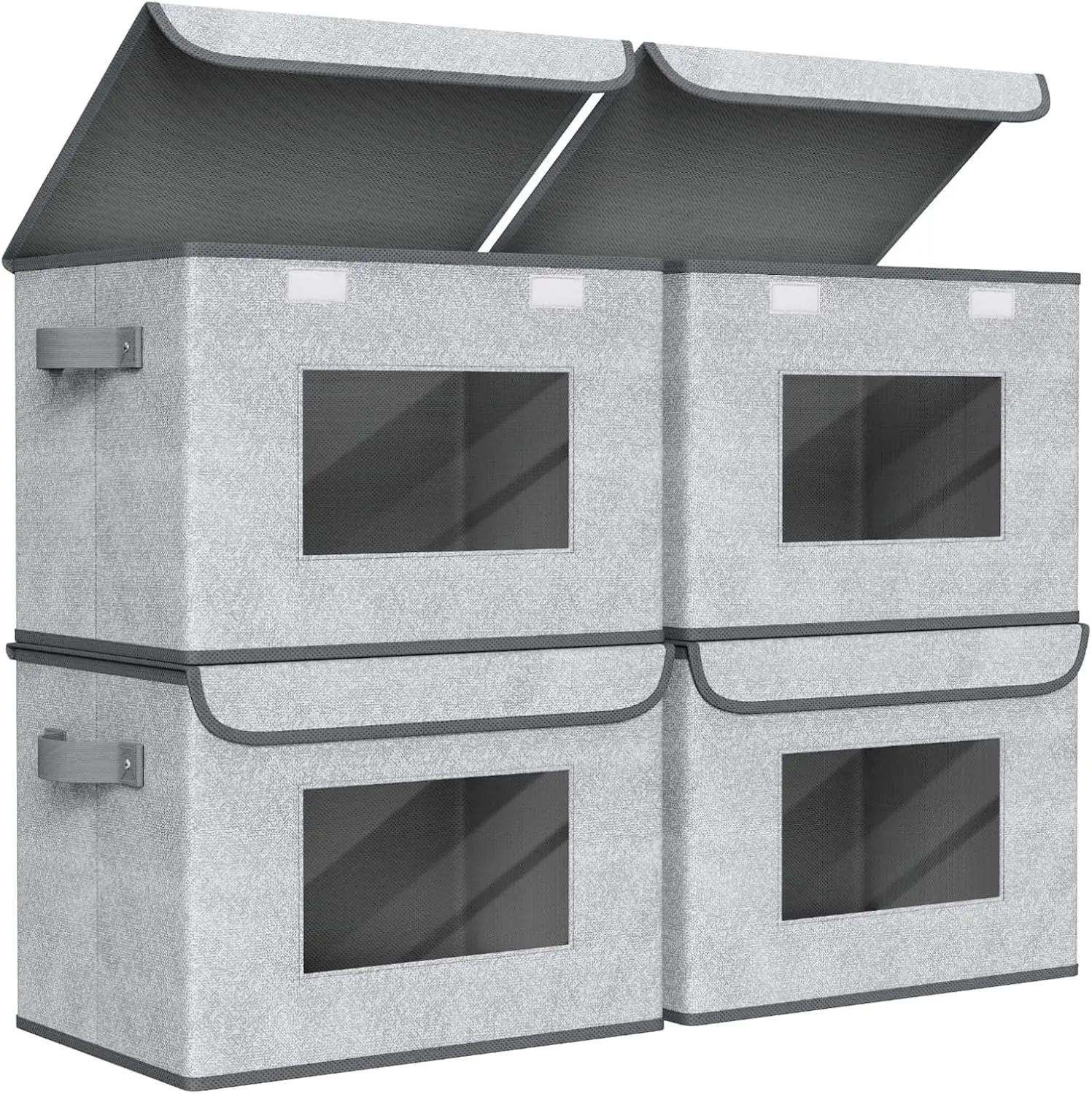 4 Pack Collapsible Storage Bins – Fabric Closet Organizer Cubes with Lids for Bedroom & Office Storage