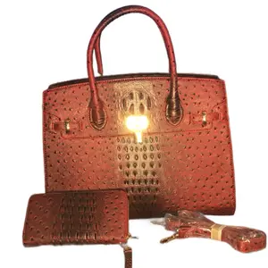 Inspired Ostrich Embossed Pocketbook with Matching Wallet Set