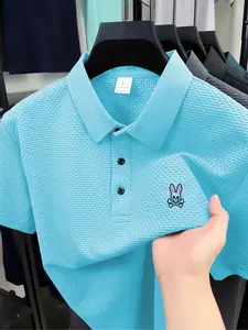 Men's Breathable Summer Short Sleeve Polo Shirt, Casual Fitted Design with Button Detail, Perfect for Daily Wear