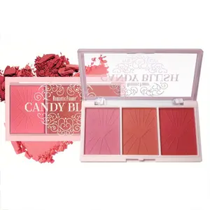 3 Colors Waterproof Matte & Shimmer Blush Palette, Compact Portable Long Lasting Blush Powder for Daily Makeup, Lightweight Soft Color Blush Suitable for Women Gift