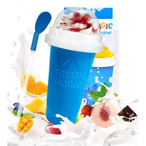 Slushie Cup, DIY Magic Slushy Maker Cups, Portable Slushy Cup for Juices, Milk and Ice Cream Make, Double Layers Silica with Lid & Straw for Kids, Friends, Family Qilebi