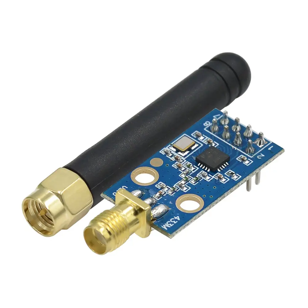 Industrial Grade CC1101-E07-M1101 Wireless Transceiver Module, 1 Integrated IC, SMA Antenna Plug, 315MHz/433MHz/868MHz Signal Enhancement, Low Power Consumption, 10mW Max Output, 1.9-3.6VDC, PCB+Metal for Microcontrollers RF Projects