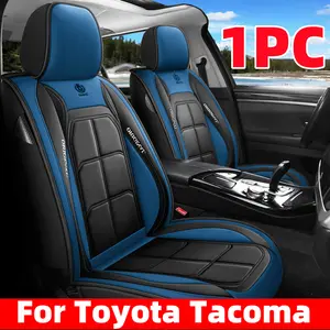 Black Blue FOR Toyota Tacoma 1PC Car Seat Cover High-Quality PU Leather Water-Resistant Wear-Resistant Front Single-Piece Full-Enclosed Muscle Seat Cover Suitable for All Seasons