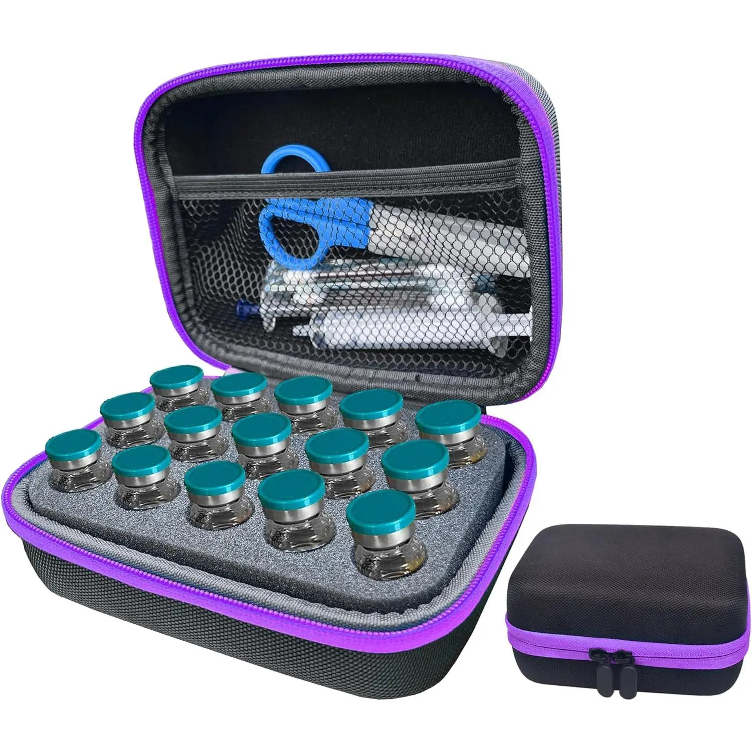 15 SlotsInsulin Vial Peptide Storage Case for 10ml Vials,  Vial Carrying Holder Organizer Handbag with Mesh Bag Zipper Cloth Container Lightweight Box holiday storage