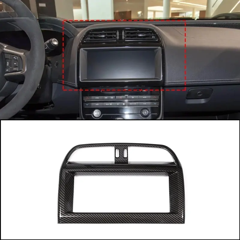 ABS Plastic Carbon Fiber Pattern Car Center Vent Navigation Decor Frame Sticker Interior Decal Sticker Suitable for Jaguar F-PACE XE Car Accessories Interior Sticker