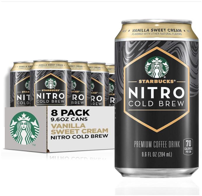 Starbucks Nitro Cold Brew, Vanilla Sweet Cream 9.6 fl oz Can (8 Pack) (Packaging May Vary) Beverage Creamy
