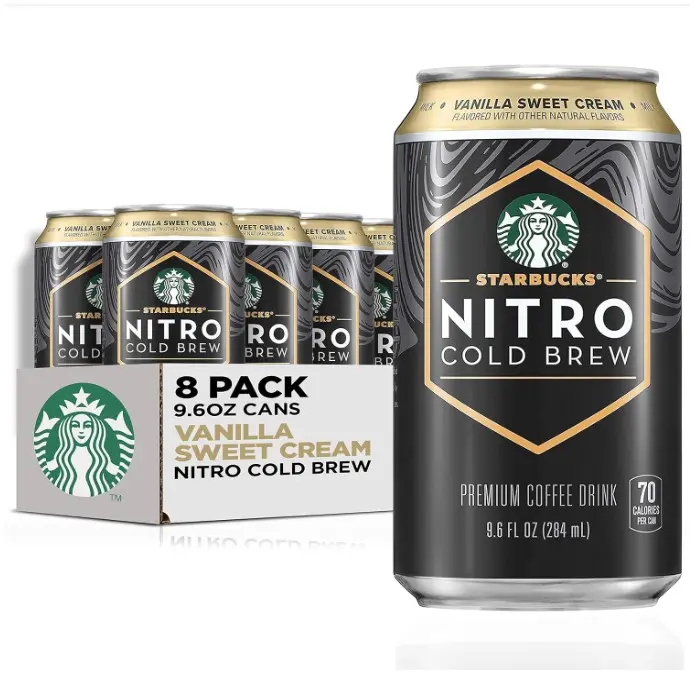 Starbucks Nitro Cold Brew, Vanilla Sweet Cream 9.6 fl oz Can (8 Pack) (Packaging May Vary) Beverage Creamy