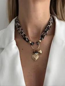 Boho Heart Ccb Chiffon Pendant Necklace, Elegant Fashion Jewelry for Women, Casual Party Wear, All Seasons, Perfect Gift, Love Heart Necklace