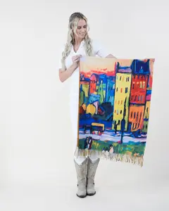 Vibrant Apartment Buildings Scarf with Bold Abstract Cityscape Design