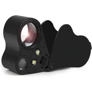 30X 60X Illuminated Jewelers Loupe Magnifier, Foldable  Magnifier with Bright LED Light for , , , , etc