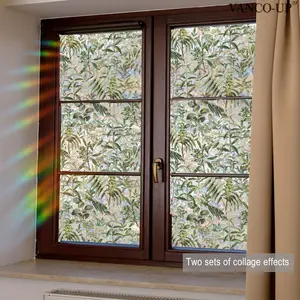 A set (45*100cm) of large-sized colorful leaf window stickers, double-sided visible anti-collision stickers, decorative window decals, suitable for home windows, glass doors, static stickers, Sticker Transparent, Decoration Items XC20069