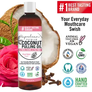 Kapuluan Coconut Pulling Oil Floral Spice Flavor 8oz - Natural Oral Cleansing Antibacterial Mouthwash