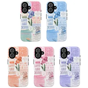 Christian Bible Verse Aesthetic Phone Case, Cute Cottagecore Floral Phone Cover iPhone 11–17 Pro Max & Galaxy S21–S26, Faith Based Tough Case with Inspirational Jesus Quotes & Iris Flowers, Religious Gift for Her Women & Girls
