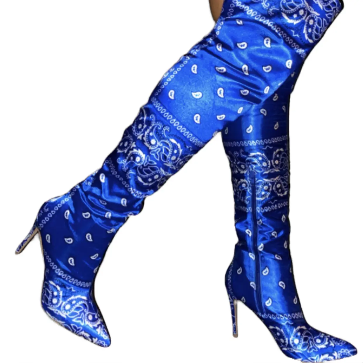 Blue bandanna thigh high boots Over-the-Knee Blue bandanna thigh high boots Over-the-Knee