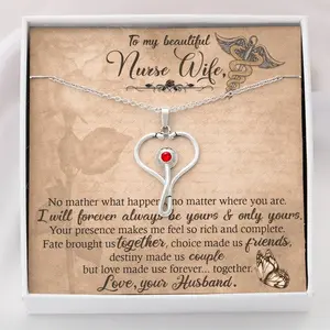 Beautiful Nurse Wife Gift - Stethoscope Necklace with Romantic Love Note from Husband