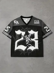 Men'S Black & Purple LA Logo & Number 23 Graphic Print Athletic Jersey - Loose Fit V-Neck T-Shirt with LA Lettering & Number 23 Design