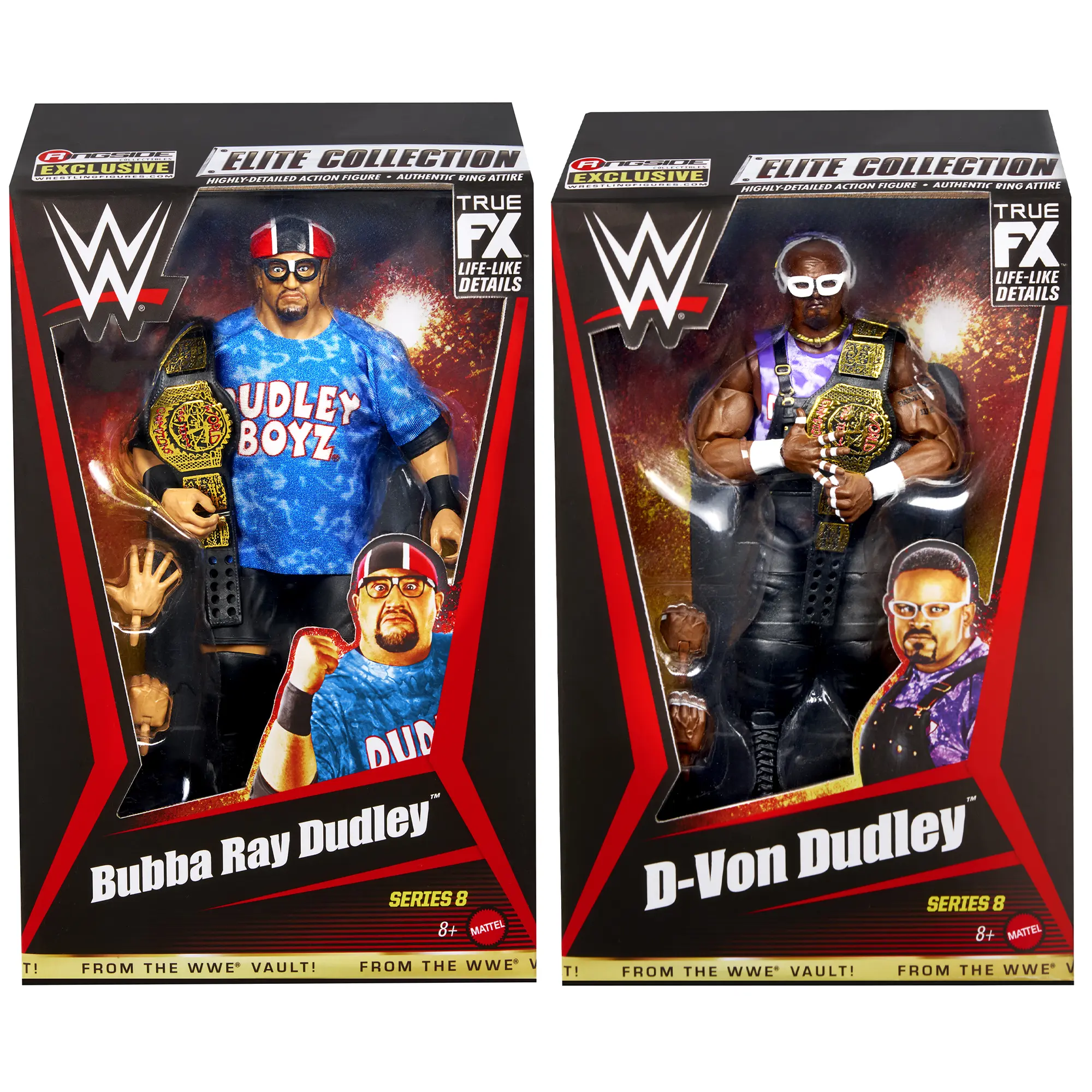 Package Deal (ECW Dudley Boyz - D-Von & Bubba) - WWE From the Vault Ringside Exclusive Series 8 Mattel WWE Toy Wrestling Action Figures