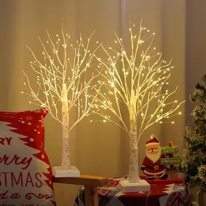 2 Pack 144 LED Artificial Tree Lamp with Timer, DIY Birch Tree with LED Lights, Lighted up Tree Lamp USB/Battery Powered, Fairy Light Spirit Tree for Table Home Bedroom Christmas (Warm White)