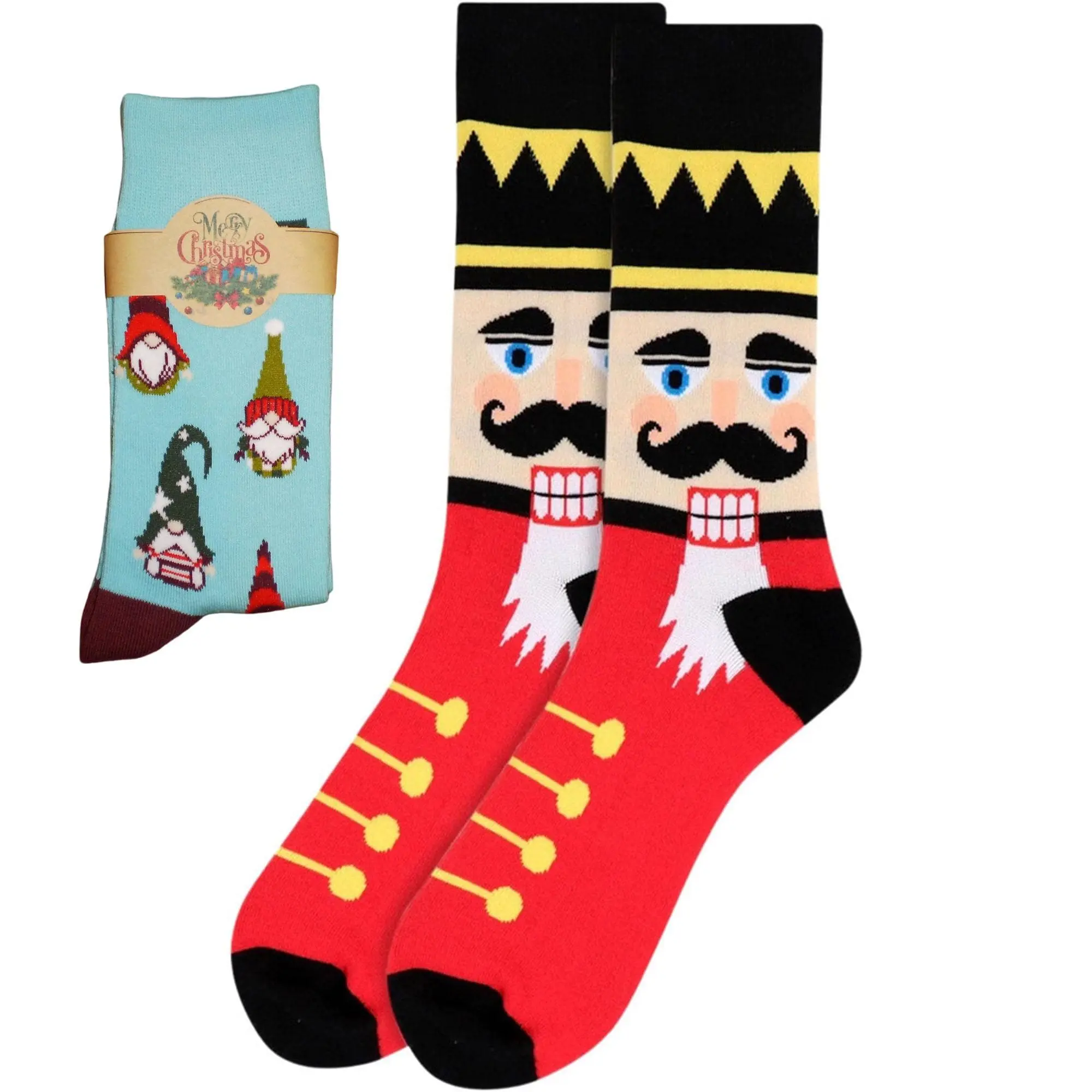 Men's Red Nutcracker Socks / Novelty Christmas Socks / Gift Ideas for Men  / Holiday Gift / Santa Socks / Christmas Gift / Stocking Stuffer Menswear Argyle Dress Casual Formal Birthday Brown Geometric
