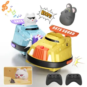 RC Cheese Bumper Cars Gifts for Kids, A Pair RC Ejecting Cat and Rat War Remote Control Car 2.4GHz Rechargeable Race 3-8 ages Toys Safe Non Toxic Materials