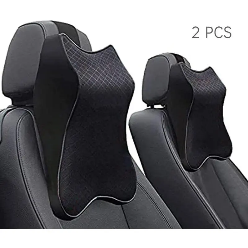 2 PCS 100% Pure Memory Foam Car Seat Cervical Neck Pillows, Compact Ergonomic Cushions for Cars, Pain Relief Support, Breathable Mesh Keeps Rides Fresher, Removable Cover, Durable Design, Compact Ergonomic Neck Pillows