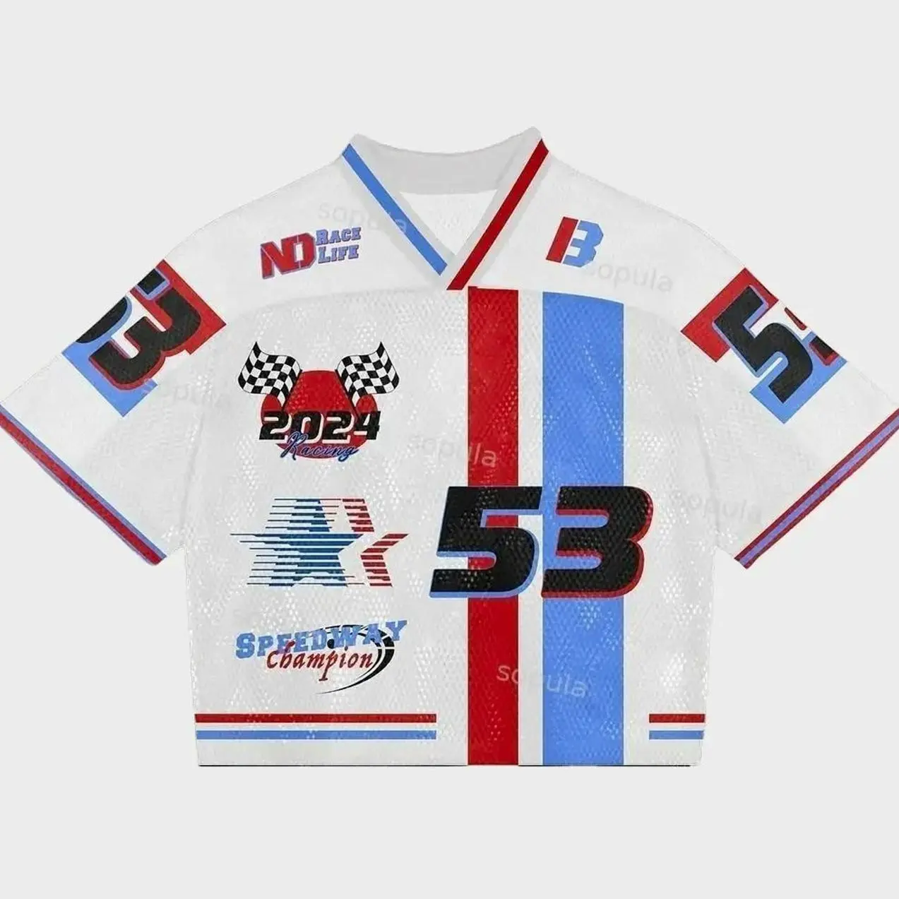 Vintage Racing Graphics Blokette Blokecore Jerseychic V-Neck T-Shirt, Vintage Oversized Unisex Mesh Jersey, Streetwear Limited Cotton Crewneck Sport Merch For Men & Women, Gift For Him/Her
