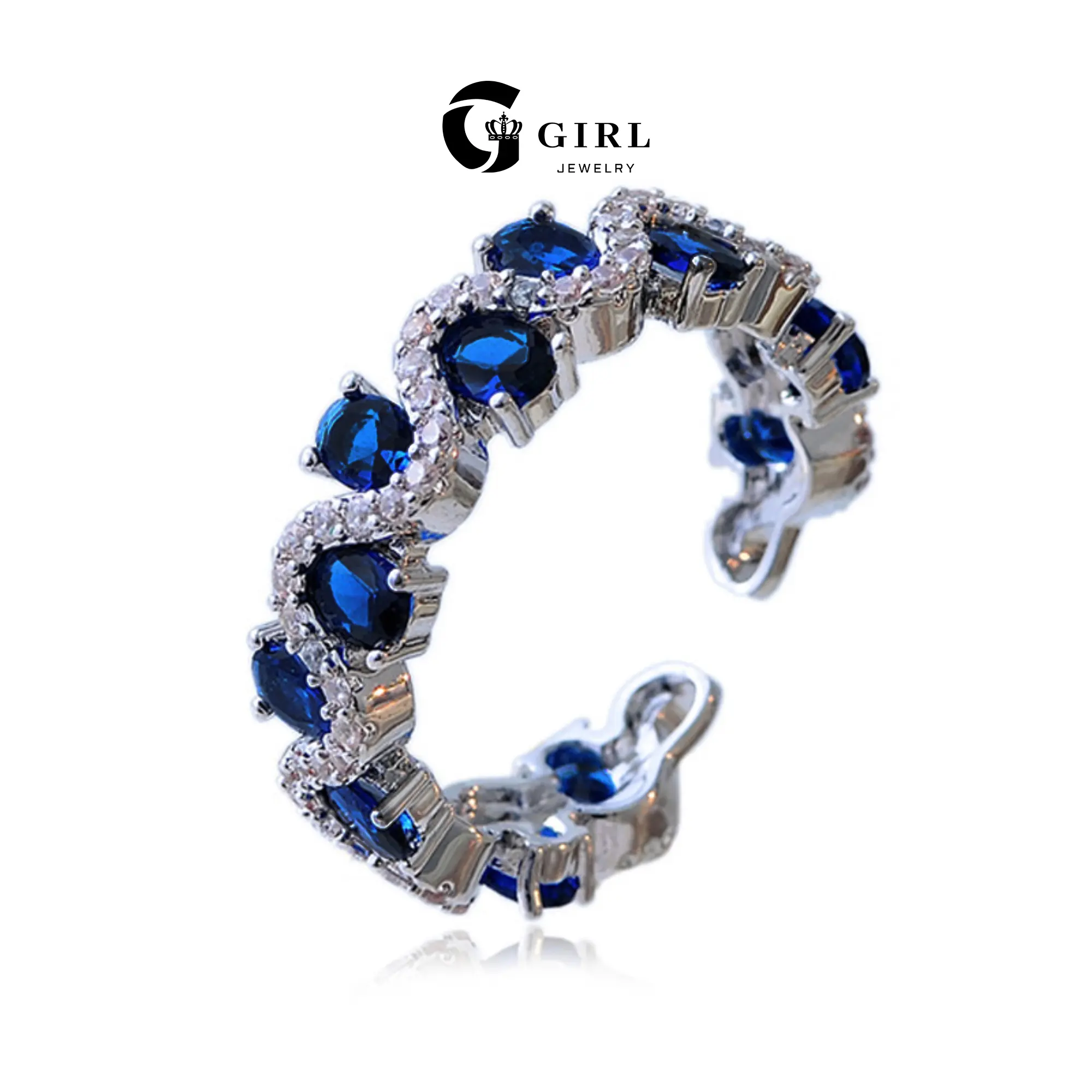 GGIRL Entangled Zirconia Ring Open ring with cubic zirconia setting Sparkling design Niche luxury fashion jewelry Dazzling and eye-catching suitable for parties everyday wear and layering