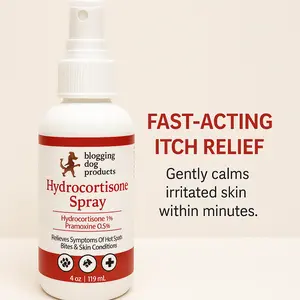 Blogging Dog Products Hydrocortisone Spray for Dogs 1% & 0.5% Pramoxine Fast-Acting Itch Relief for Hot Spots & Irritated Skin 4 oz Bottle