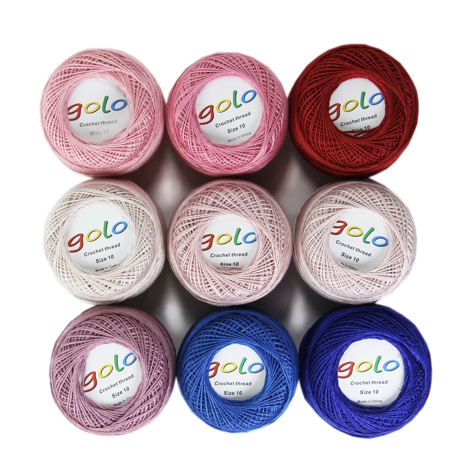 Crochet thread 9 Balls 10g Crochet yarn for Hand knitting golo yarn
