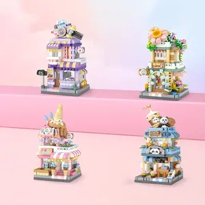 [Smart Building Blocks] LOZ Smart Building Blocks Micro Drill Small Street Scene Ice Cream Shop Photo Studio Flower Shop Educational Toy Gift Coffee Shop Birthday Gifts Ideas