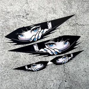 4 Pcs Anime Girl Eyes Stickers - Cartoon Manga Decals, Sports & Outdoor Vehicle Decor Accessories for Cars, Motorcycles