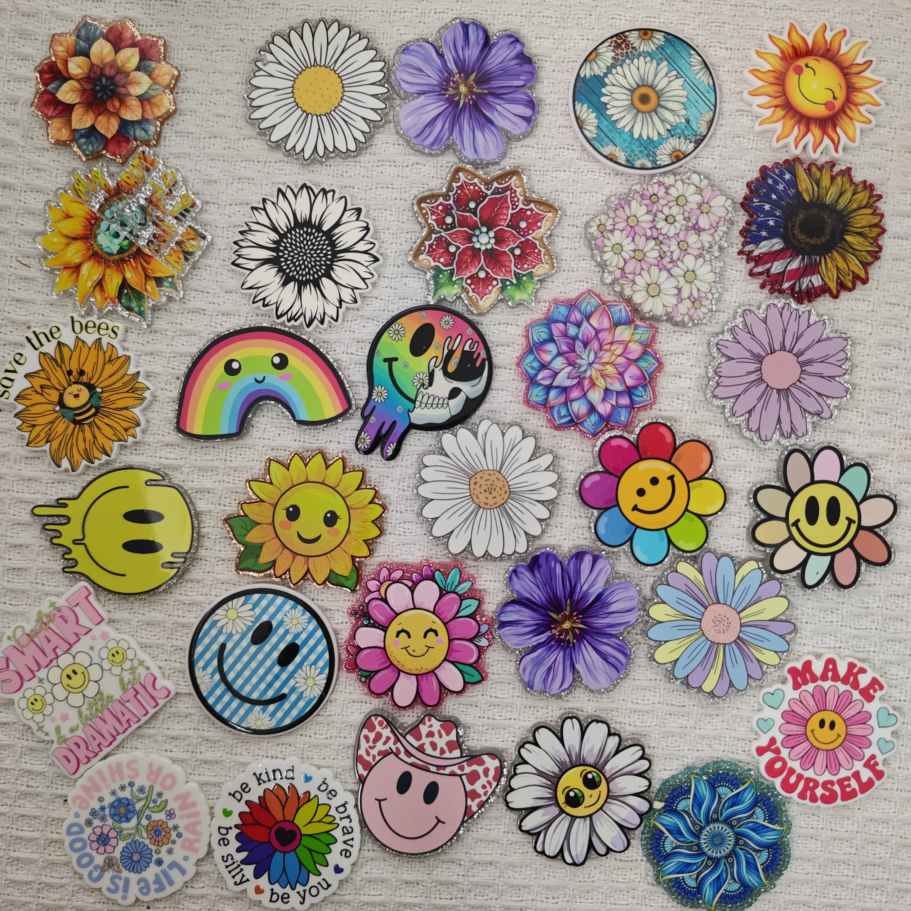 50pcs/bag Random Flowers Acrylics Flatbacks for DIY Craft