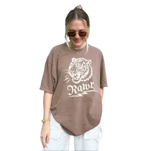 Vintage Roaring Tiger Graphic T-Shirt, Retro Wild Animal Tee, Grunge Aesthetic Tattoo Style