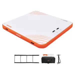 VEVOR Inflatable Floating Dock, 7x 7FT Inflatable Dock Platform, Non-Slip Water Floating Dock Mat with Portable Carrying Bag Detachable Ladder, Floating Platform Island Raft for Pool Beach Ocean
