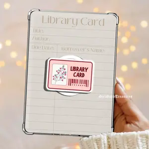 Pink Library Card Girlie Spring Flowers Bookish Griptok Pop Socket Books Kindle accessories Kindle Holder Kindle Accessories Phone Holder MagSafe PopSocket Phone Grip Magnetic Pop Socket Phone Grip