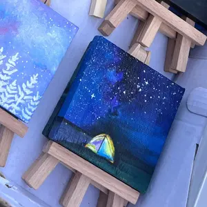 A Moment Apart Original Painting Mini Masterpiece 3x3in Unframed Acrylic on Canvas with Wood Easel Landscapes Artwork