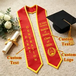 Custom Text Logo Graduation Stole, Your Design School Color Gradute Sash Class of 2026, Personalized Graduation Sash – FASTSHIPPING