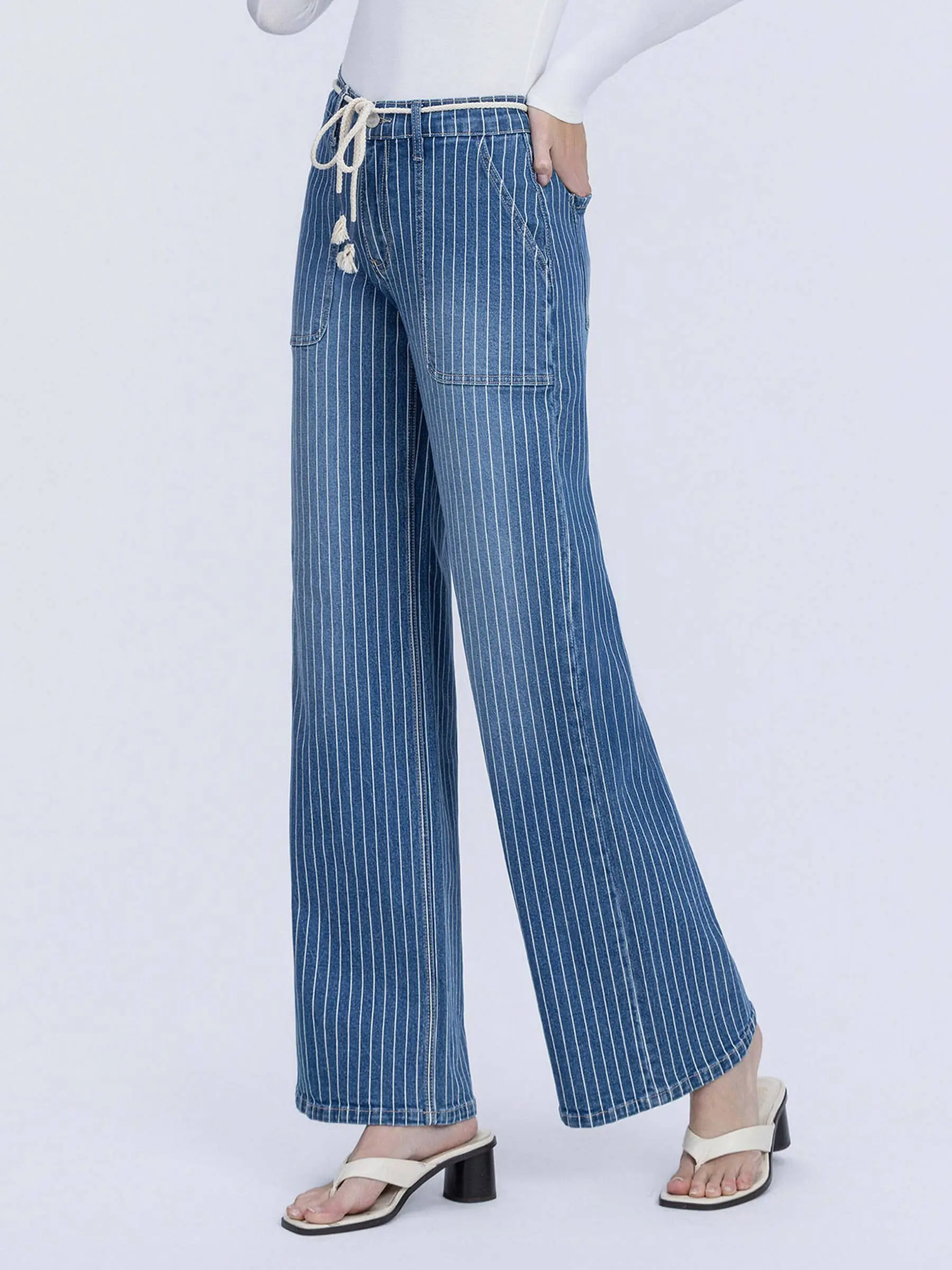 Lovervet • High Rise Wide Leg Jeans - Striped