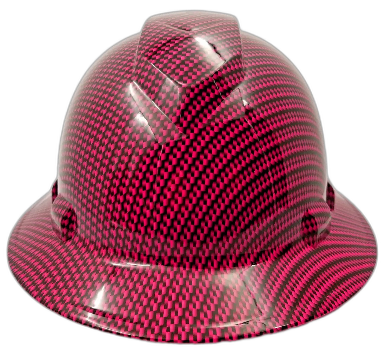 Hot Pink Carbon Fiber Weave - Custom Hydro Dipped Full Brim Hard Hat