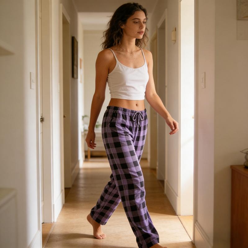 Women's Plaid Print Pocket Drawstring Lounge Pajama Pants Sleep Pants,  Pajamas,Pajama Set