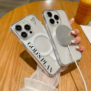 Slogan God Glory Plan PatternPattern Anti-drop high-transparency material two-in-one back panel acrylic, edge TPU for iPhone16 15 14 13 cases-51YKL005