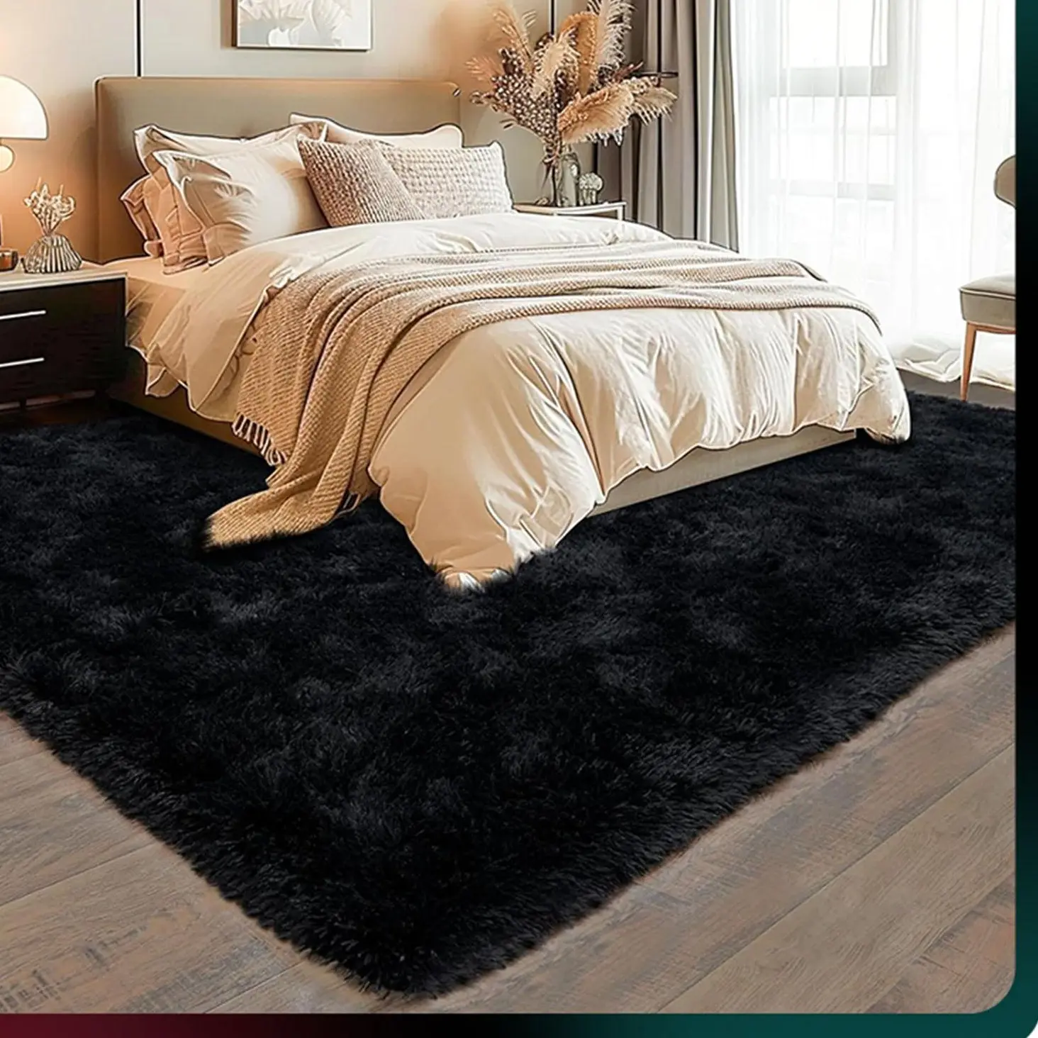 【SummerVibes】【Moving Season】REZUTAN Super Soft Plush Shaggy Area Rug for Living Room Bedroom Nursery Kitchen and Bathroom Cozy Carpet with Free 4 Anti-Slip Stickers Modern Indoor Non Slip Rug Soft Fluffy Rug Decorative Fluffy Rug rugs for living room