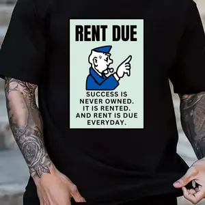 Men's Rent Due Monopoly Inspired T-Shirt - Streetwear Crewneck Short Sleeve - Top, Menswear