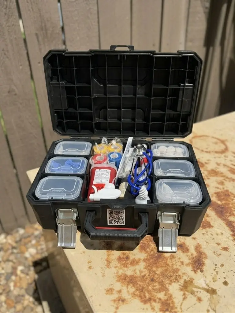 "The Organizer" Fully Stocked Equine Vet Kit Boxes Container