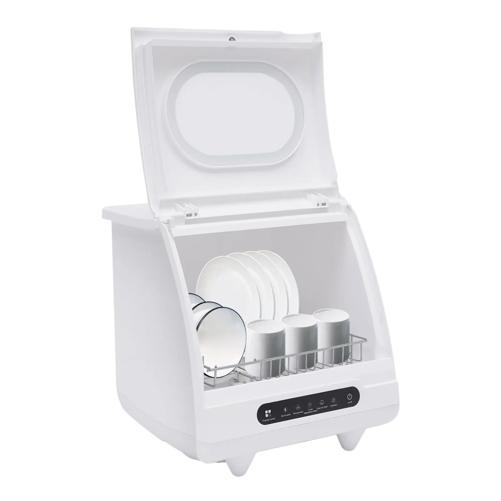 Portable Countertop Dishwasher, 800W 110V US Plug Plastic Home Kitchen Cleaning Machine, 5 Intelligent Washing Functions, Low Noise, High-Temp Drying, 40x40x45 cm Size, Cleaning Machines, 1 English Manual