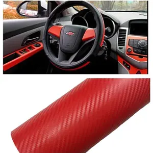 THE WELL KEPT 3D Carbon Fiber Vinyl Car DIY Wrap Sheet Roll Film Sticker Decal - Red Color 127X30cm 50"X11.8" (Red)