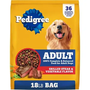 Pedigree Adult Dry Dog Food, Complete Nutrition, Grilled Steak & Vegetable Flavor, 18 lb. Bag