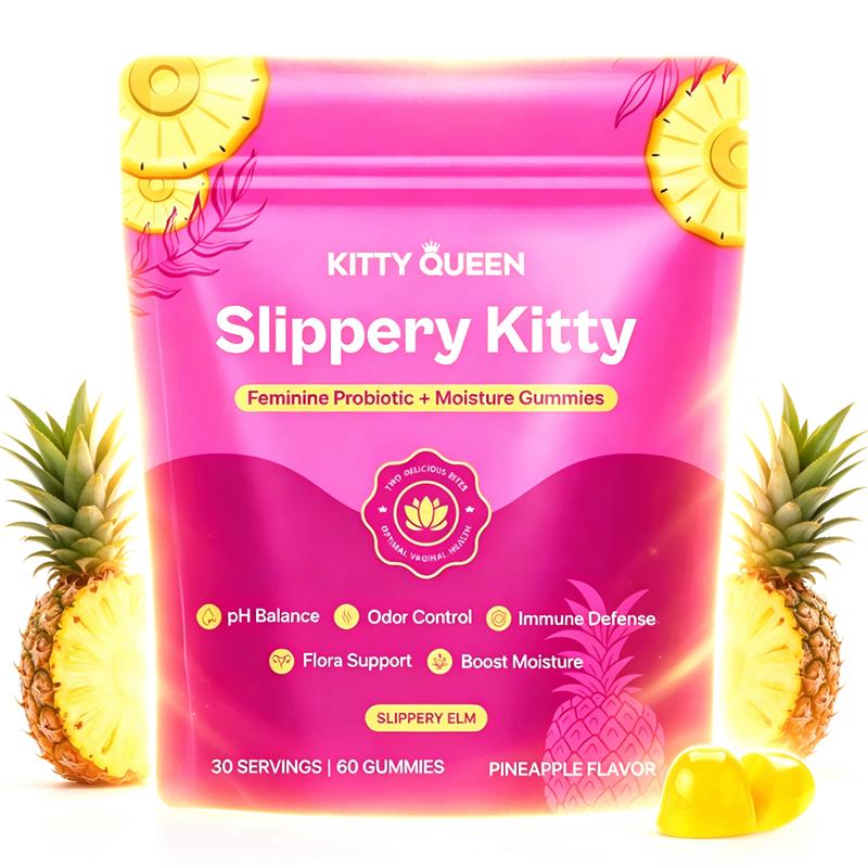 Natural Women Probiotic Gummies for pH Balance & Odor Control, Slippery Elm, Prebiotics & Lactobacillus, Pineapple 60 Gummies Tasty Hawaiian Pineapple Feminine Probiotic Gummies Vitamin Fitness Fitness Supplement
